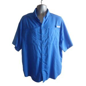 Columbia‎ FFG Mens Blue Short Sleeve Shirt Omni-Shade XL Fishing Hiking Outdoor